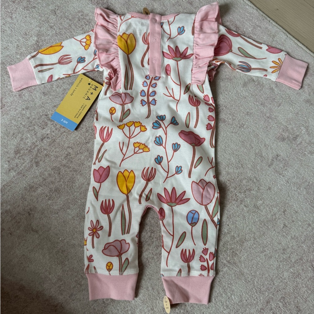 Floral Double Ruffle Romper Organic